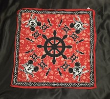 Disney Pirate Mickey Bandana Red Skull Crossbones 20x20 Cotton