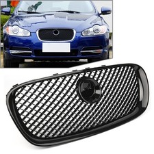 Car Front Upper Grille Radiator Grill W Emblem For Jaguar Xf 2008-2011 Black
