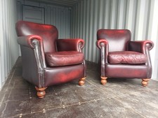 Nice Pair Of Thomas Lloyd Red Chesterfield Leather Chairs, FREE DELIVERY 🚚