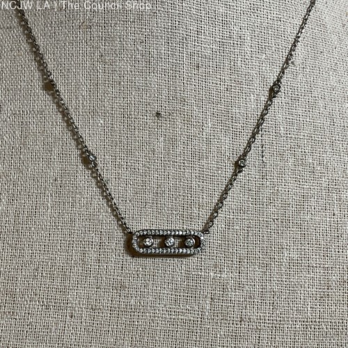 MESSIKA X GIGI HADID Silver Tone & Rhinestone Pendant Necklace-18"