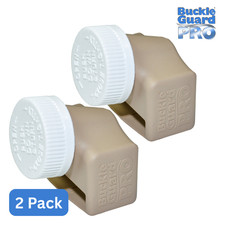 Buckle Guard PRO seat belt button cover, Baby Proof Your Car 2 Pack Tan 87621