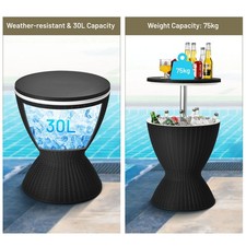 30L Ice Bucket Table Patio Patio Ice Beer Drinks Storage Holder Height-Adj