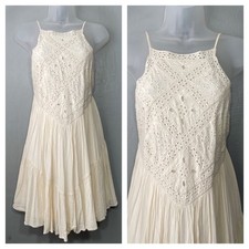 American Eagle Dress Size Large Cream Embroidered Sleeveless Bridal Boho Cowgirl