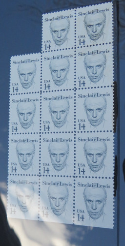 US Stamps Scott 1856 14c 1985 block of 14 with plate number Sinclair Lewis NH