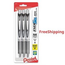 Pentel EnerGel RTX Liquid Gel Ink Pens, 0.7mm , Medium Line, Black Ink, Pack of
