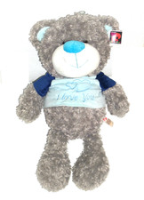 NEU* Morgenroth Bär Teddy I Love You Stofftier Kuscheltier 50 cm grau blau Shirt