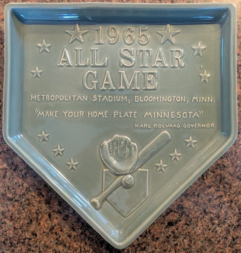 1965 Red Wing Pottery All Star Baseball Game Commemorative Home Plate, Scarce