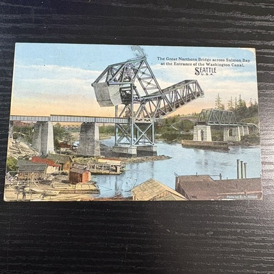 #ad #ad Seattle WA Great Northern Bridge Salmon Bay Canal 1914 Expo Postcard $12.99
