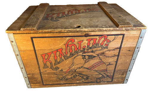 Vintage KINDLING Wood Wooden Chest Crate Gideon Anderson Missouri Toy Box