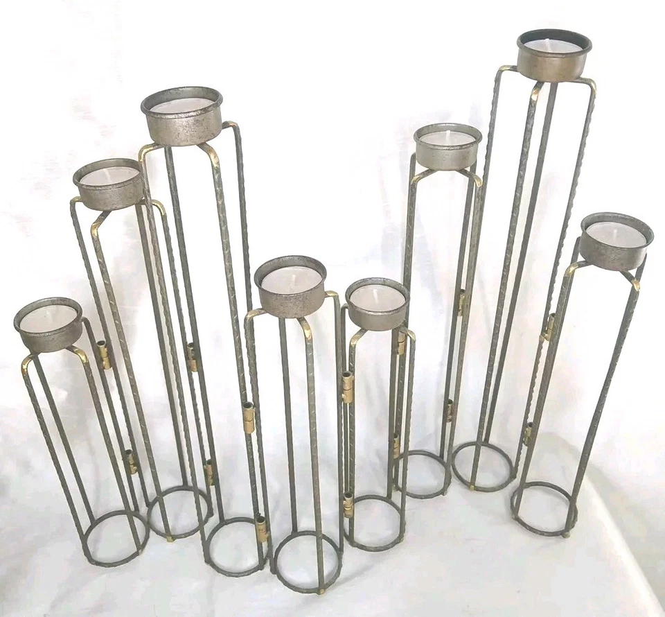 Candelabro torre de metal ajustable con bisagras rústico Ascencio 16" de alto Foto 2 de 4