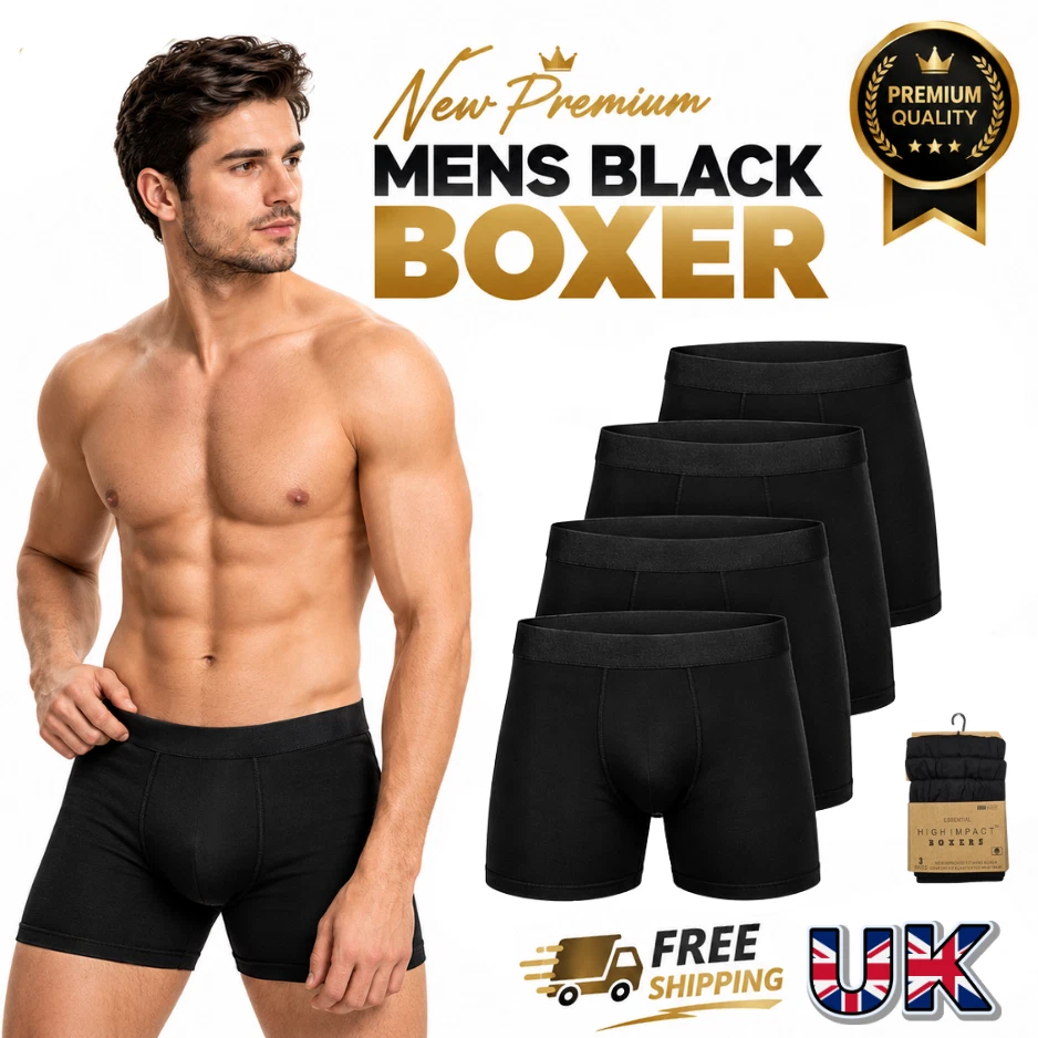 12 Pack Men's Black Boxer Shorts Briefs Comfort Fit Jersey Underwear Pants by GCL