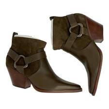 Vince Camuto Nenanie Leather Suede Ankle Bootie Taupe Size 8.5 NWT 179 MSRP