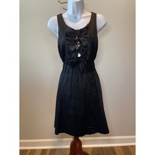 J.Crew Dress Black Beaded Ruffle Lightweight Cotton Blend Size 6