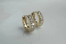 Lab-Created Diamond Huggie Hoop 1Ct Round Cut Earrings 14k Yellow Gold Plated