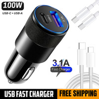 Fast Car Charger 2 USB Port For Iphone Samsung Cigarette Lighter Socket Adapter