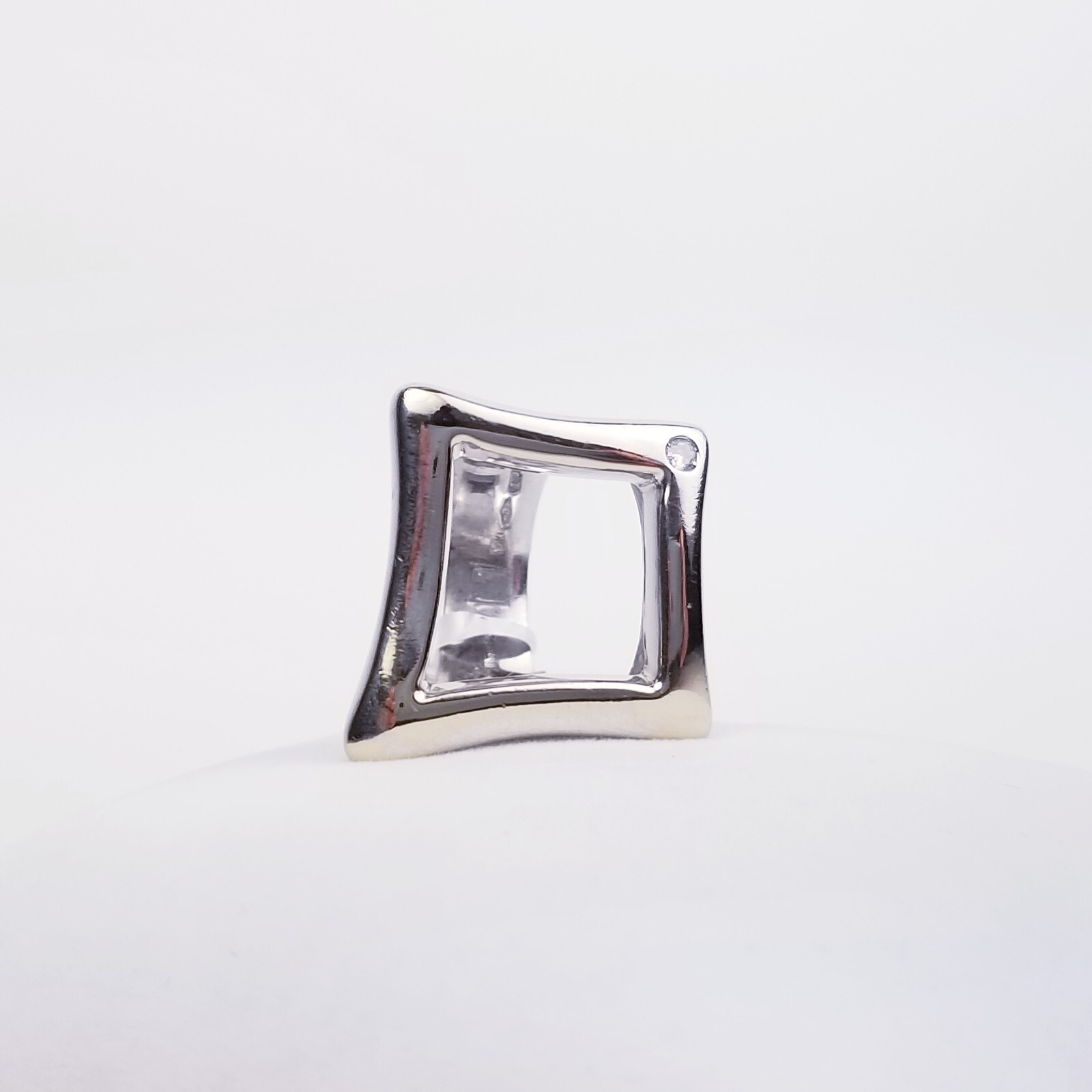 Geometrical Freeform Statement Ring 18K White Gol… - image 1