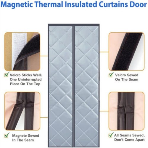 Magnetic Thermal Insulated Door Curtain Waterproof Windproof Noise Reducing AU - Picture 11 of 15