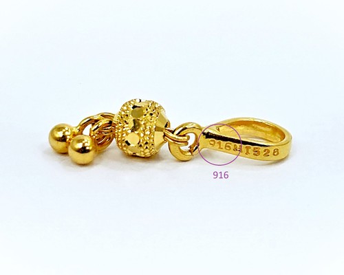 22K Yellow Gold Small Pendant With Dangler Genuine Hallmarked 916 Handcrafted - Picture 13 of 14