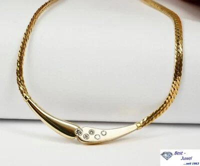 Elegantes Collier, 18 Karat, 750 Gold, Brillant/Diamant ca. 0,15 Karat, 42 cm - Bild 1 von 2