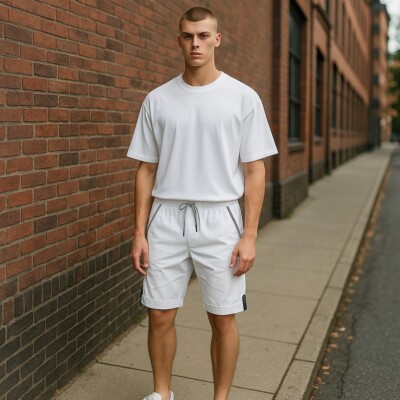 Antony Morato Herren Shorts W30 Weiß Schnüre Taille Umschlagen Taschen Freizeit