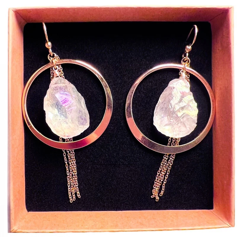 Angel Aura Crystal Lotus Hoop Earrings, 14k Gold Filled or Sterling Silver - Image 4 of 4