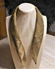 Jones New York square scarf floral 20.5 x 20; gold tan olive; poly; semi sheer