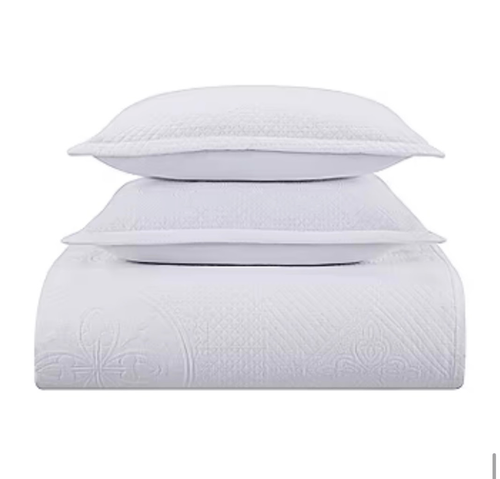 Full/Queen- Waverly Matelasse Bedspread Set, White - Picture 8 of 10
