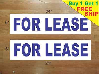 FOR LEASE BLUE 6''x24'' REAL ESTATE RIDER SIGNS Buy 1 Get 1 FREE 2 Sided