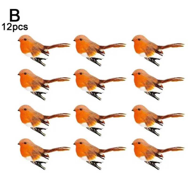 1/6/12x Clip On Christmas Robins Cute Festive Xmas Tree Bird Decoration Ornament - Image 2 of 4