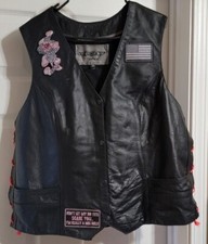 Unik Premium Women's Biker Motorcycle Black Leather Vest With Snap Buttons