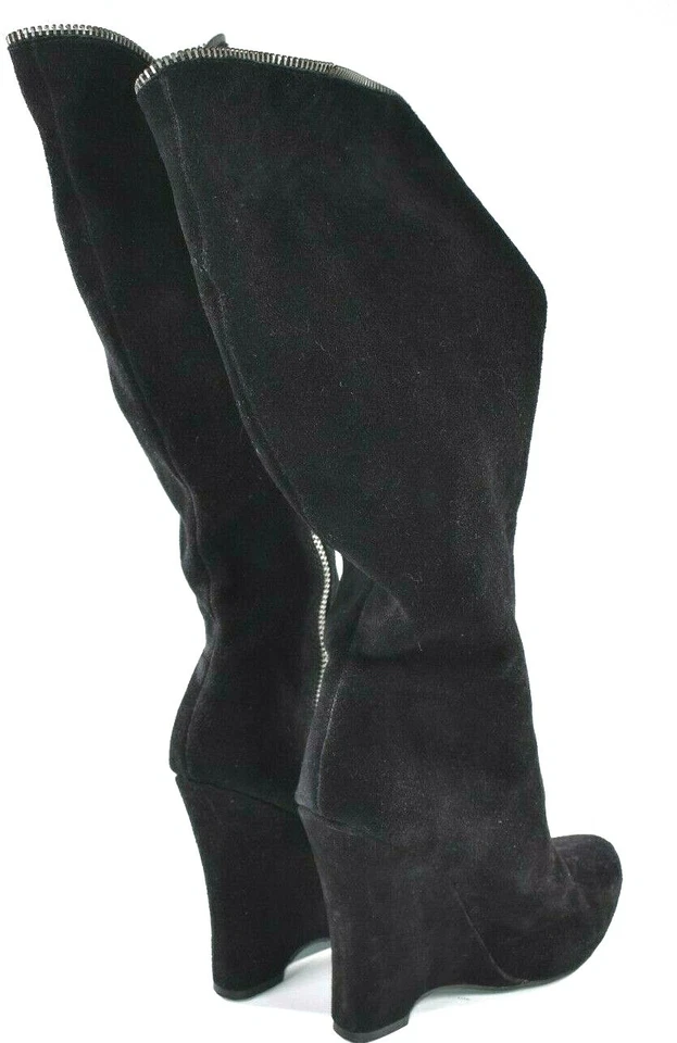Botas para mujer MIA Eduina negras de gamuza debajo de la rodilla con cuña con cremallera talla 8,5 M Foto 4 de 4