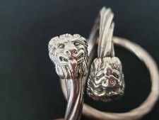 Omar Ramsden Sterling Silver Lion Beast Head Bangle Hallmarked circa 1919