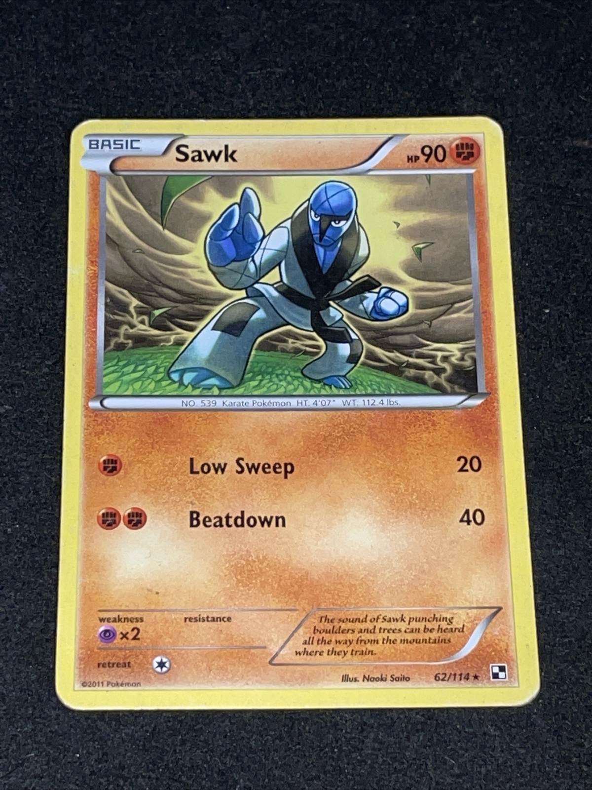 Pokemon - Sawk - 62/114 - Rare - Black and White - NM