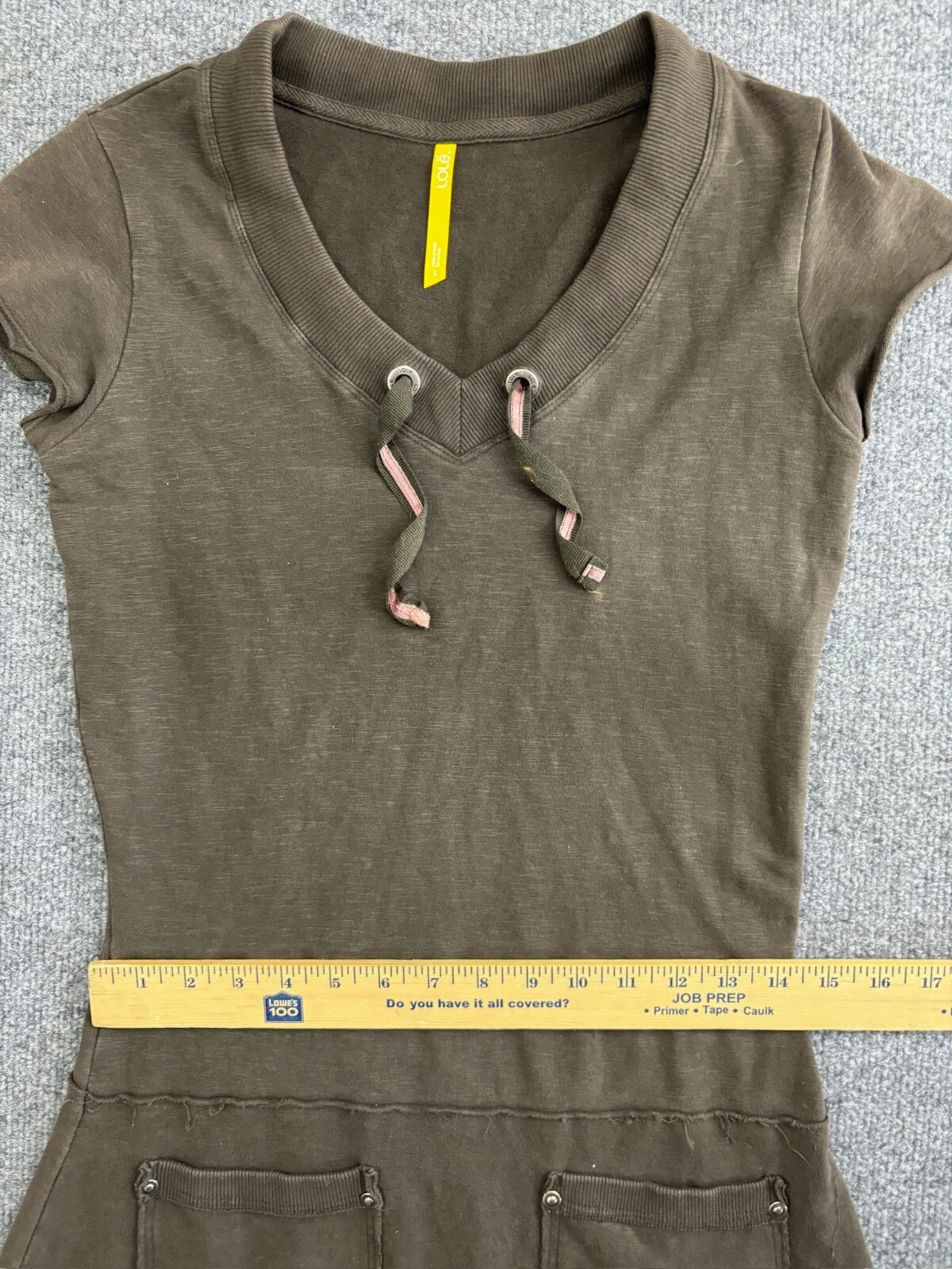 lole dress short sleeve v neck pockets stretch sweatshirt