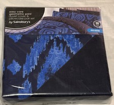 Sainsburys 180 Thread Count Easy Care Geometric Print Double Duvet Cover Set