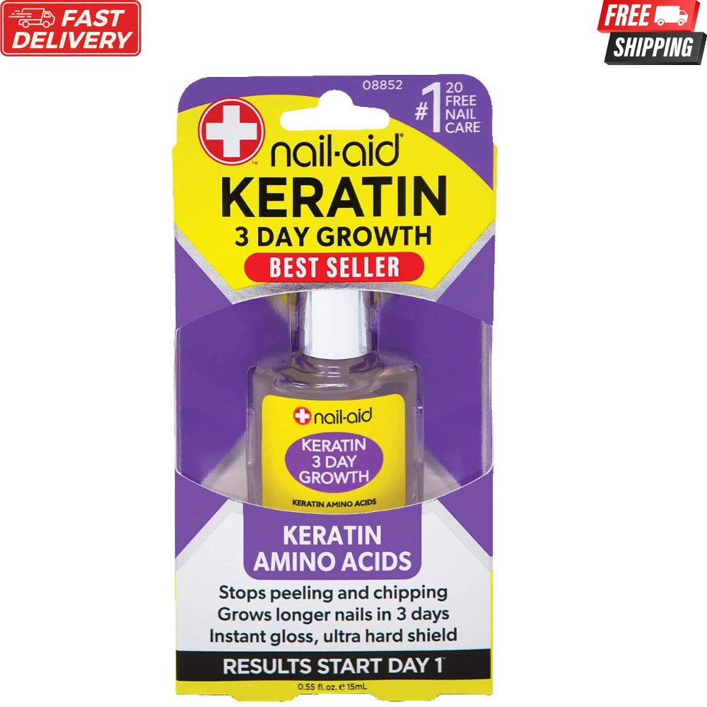 Nail-Aid Keratin 3 Day Growth Nail Treatment & Strengthener, Clear, 0.55 Fl Oz