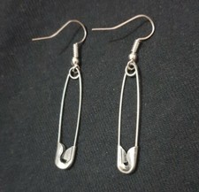 New Fashion Ladies Women's Silver Colour Safety Pin earrings style Fashion Uk