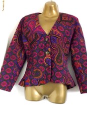 Frank Usher - Colourful Paisley Design Stunning Jacket - Size Uk 12