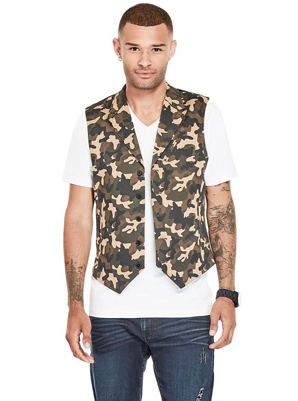 $44 G By Guess Men’s Tycho Camo Vest Camouflaged Print Size S