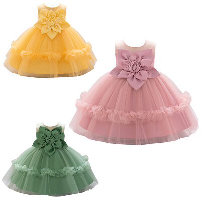 Baby Mädchen Formales Kleid Kostüm 3D Blume Elegant Tutu Prinzessin Einfarbig