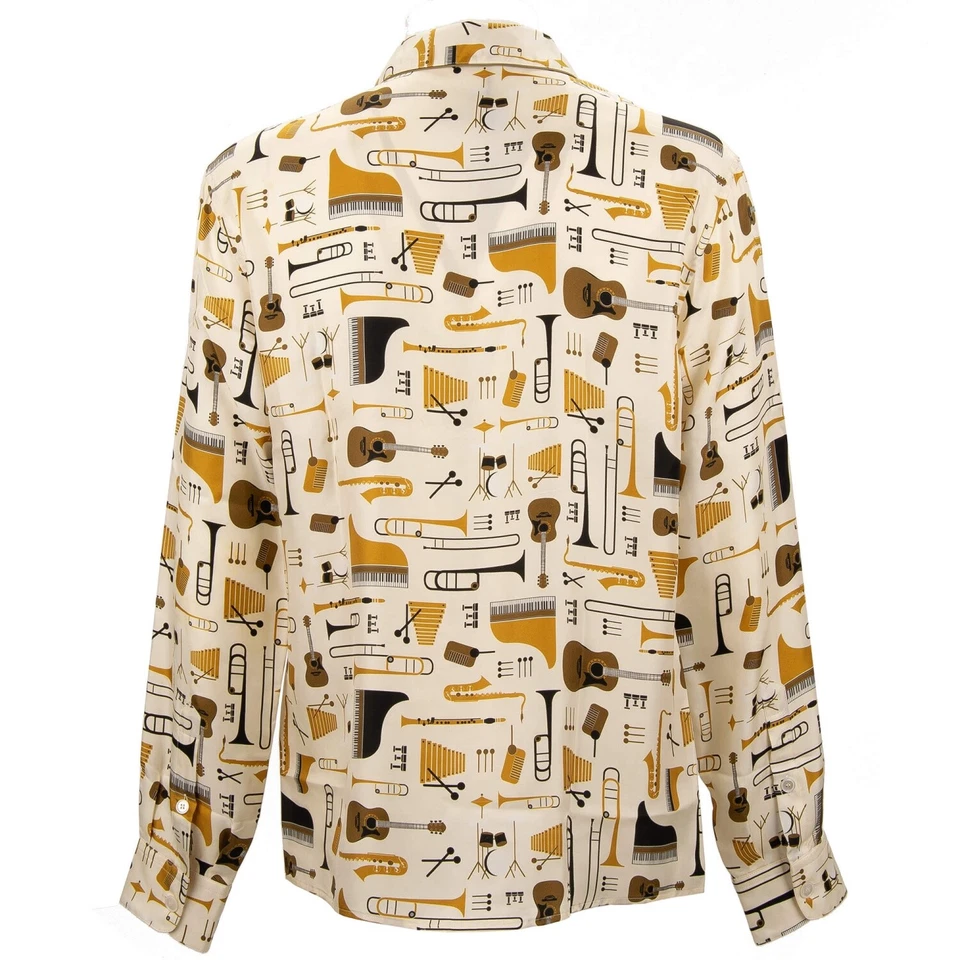 DOLCE & GABBANA Música Jazz Guitarra Seda Camisa Chaqueta Crema 13329 Foto 3 de 4