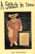 TATTERED OLD BEAR DOLL PATTERN WITH STITCHERY PATTERN- A STITCH IN TIME