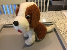 Vintage Unbranded Sitting Brown And White Plush Puppy Dog Stuffed Animal