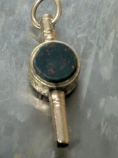VICTORIAN NOVELTY  GOLD Color  BLDSTONE/CARNELIAN FOB POCKET WATCH KEY CONDITION