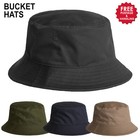 Bucket Hat Mens Womens Black Navy Khaki Sand 100% Cotton