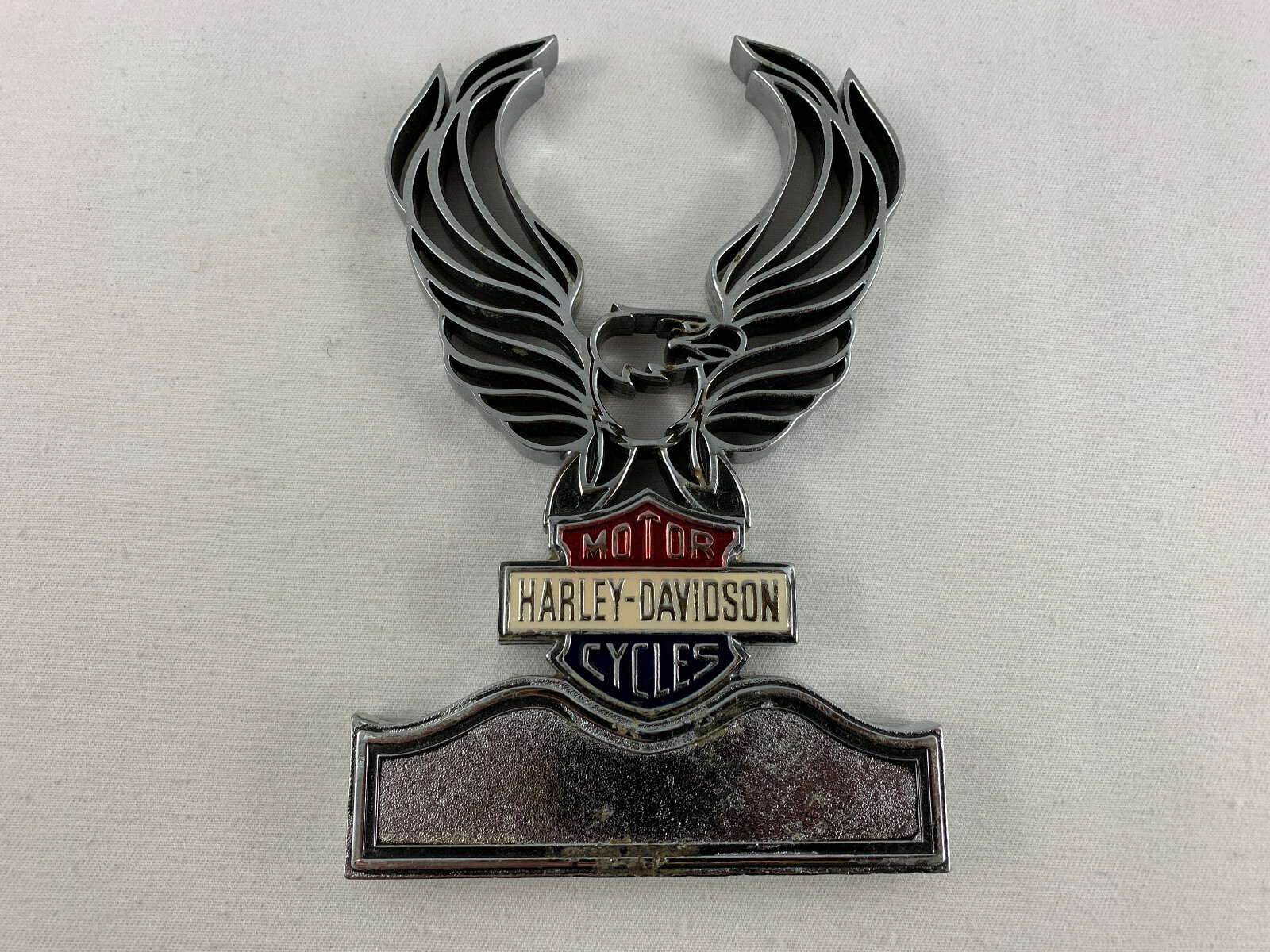 Vintage Harley Davidson Sissy Bar Emblem Medallion Eagle Insert No