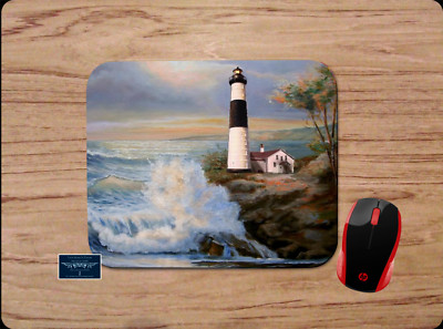 SABLE POINT LIGHTHOUSE LANDSCAPE ART CUSTOM COMPUTER MOUSEPAD MAT HOME OFFICE