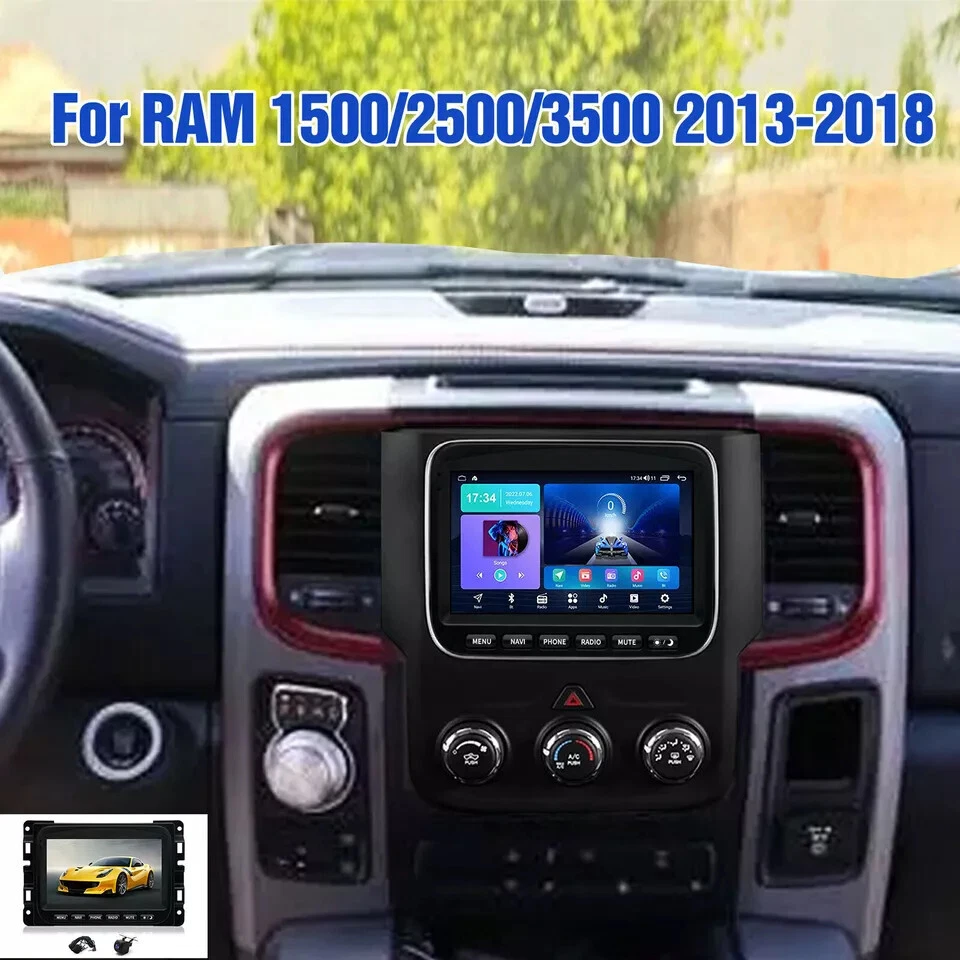 7" HD Car Radio GPS Navigation Android 2+32GB For 13-18 Dodge Ram 1500 2500 3500 - Image 3 of 4