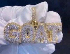 3 Ct Round Cut Real Moissanite Customize Letter Pendant 14K Yellow Gold Plated