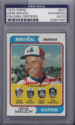 Gene Mauch Signed 1974 Topps - PSA DNA